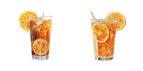 orange soda watercolor vector illustration