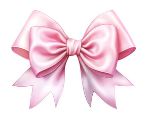Elegant Pink Satin Ribbon Bow Tie Knot Present Celebration Decoration on transparent background