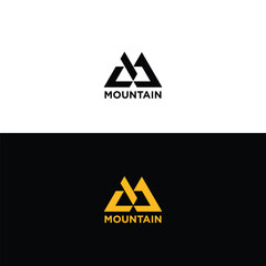 m initial mountain logo design vector symbol graphic idea creative