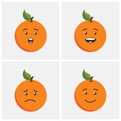 Set of Cute Orange Emoticons with Different Expressions