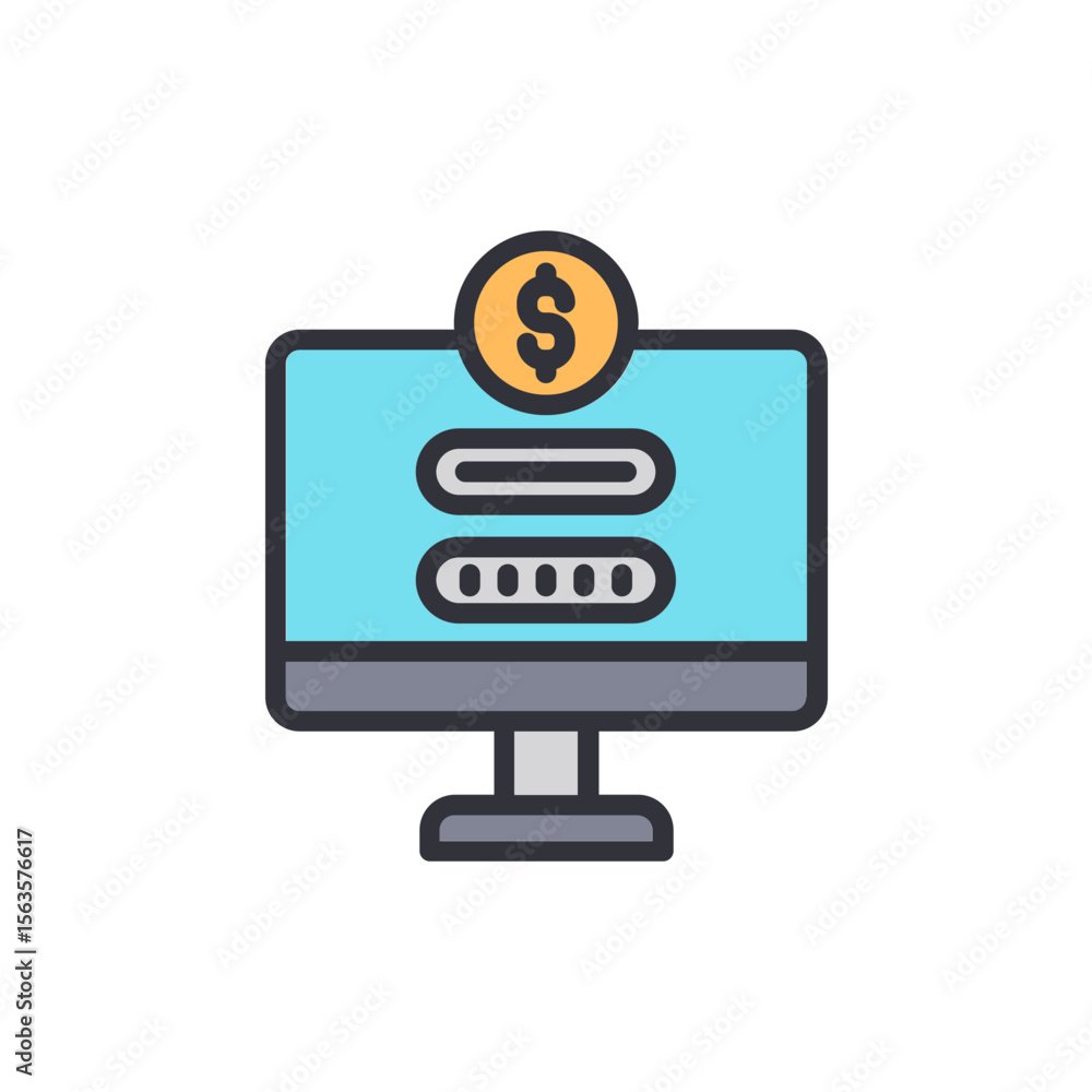 Poster online financial security concept displayed on a computer screen