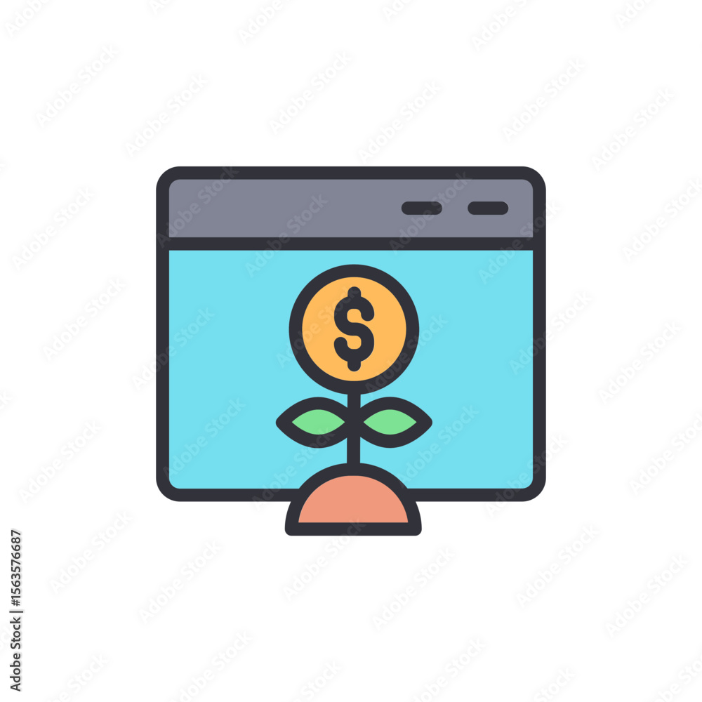 Poster digital growth displaying financial development and internet investment