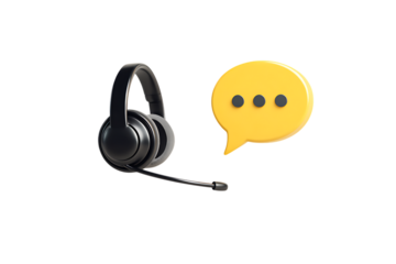 Headset and chat bubble icon. Customer service concept.