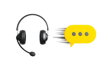 Headset and fast message icon.  Customer support concept.