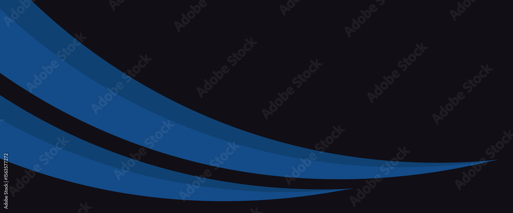 Poster vector blue line background curve element with black space for text and message design, overlapping 