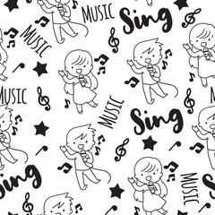 Musical Song Moments Duet Boy and Girl Fun Pattern can be use for background, template, and apparel design