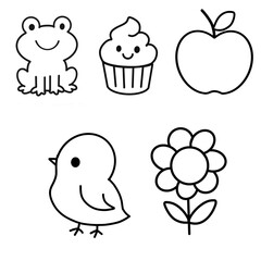 Set of black and white hand drawn 