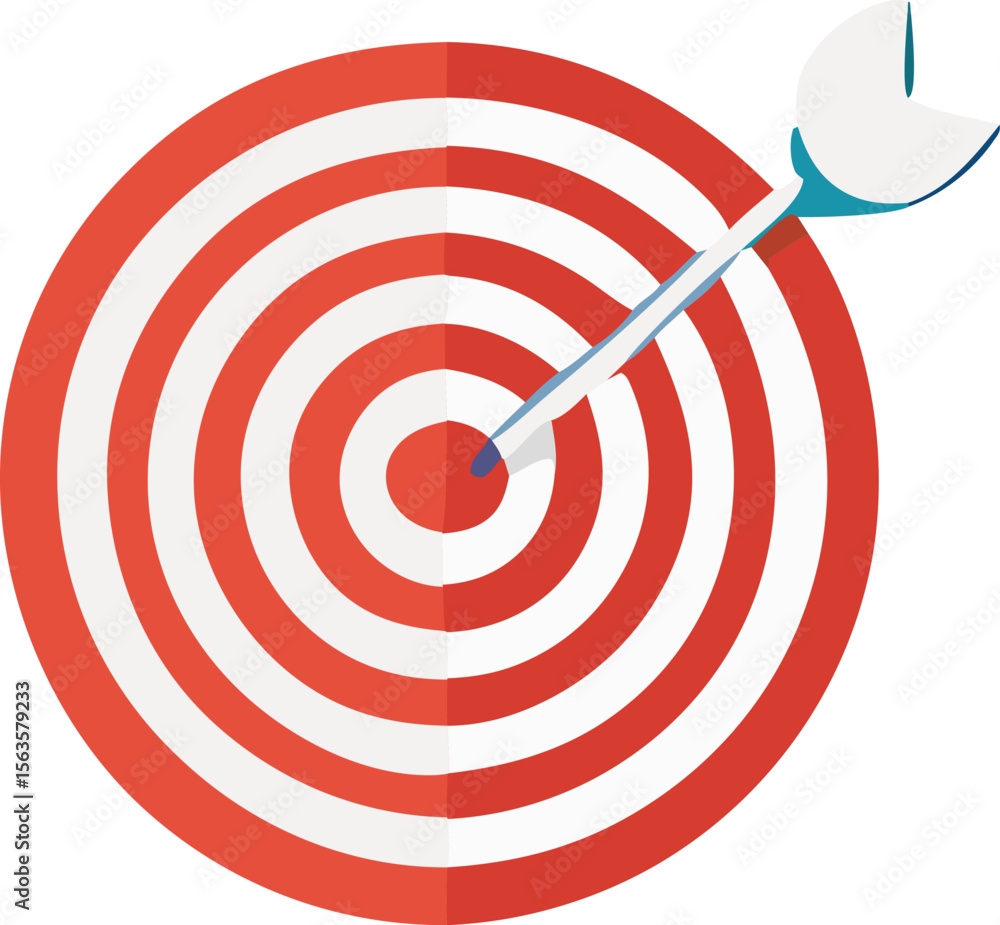 Poster a perfectly aimed dart strikes the bullseye of a red and white circular target symbolizing success a