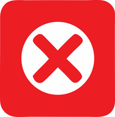 Obraz premium A bold red square with rounded corners features a prominent white circle containing a thick white x symbol signifying cancellation or error
