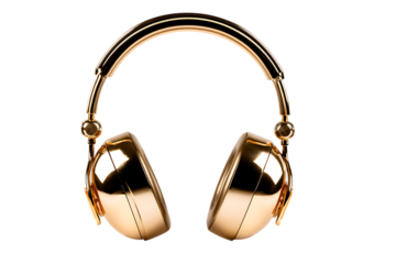 Gold headphones on black background