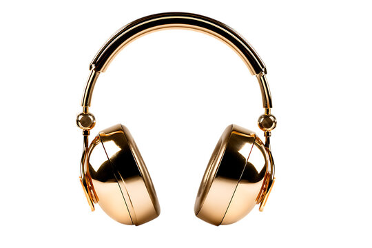 Gold headphones on black background