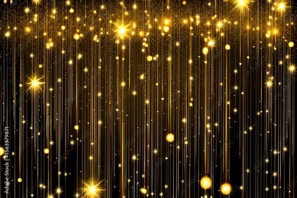 Aufkleber golden sparkling lights cascade down against a dark background, creating a mesmerizing visual effect