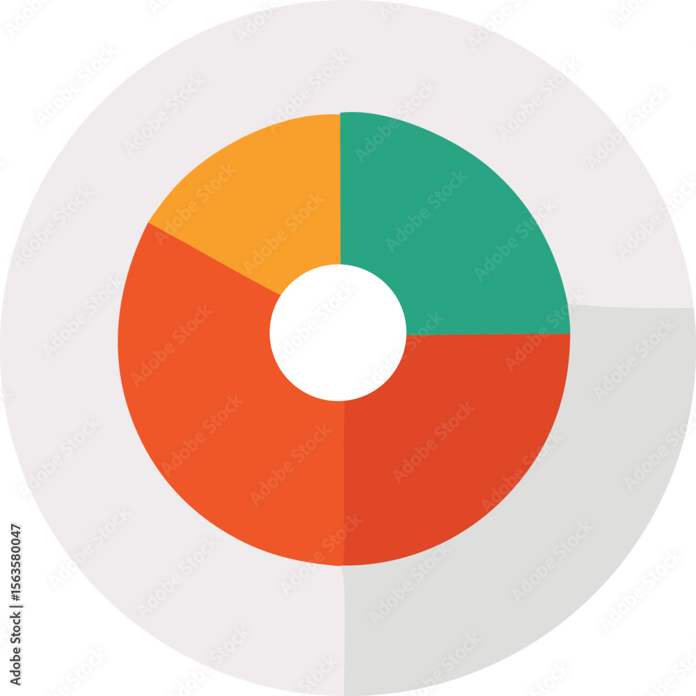 Poster modern abstract circular infographic with three distinct color segments and a central white circle o