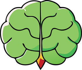 Stylized green brain with rocket booster symbolizing innovation and forward thinking