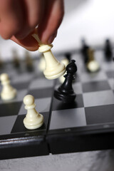 Chess board with pieces. A game of chess.