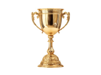 Elegant gold trophy award winner success achievement, Isolated On Transparent Background, Png Cut Out