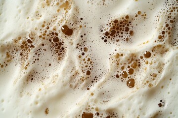 Creamy Foam Texture with Bubbles and Swirls on White Surface