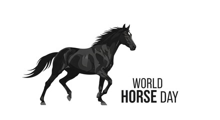 Dynamic black horse vector silhouette illustration, perfect for equestrian and farm animal designs