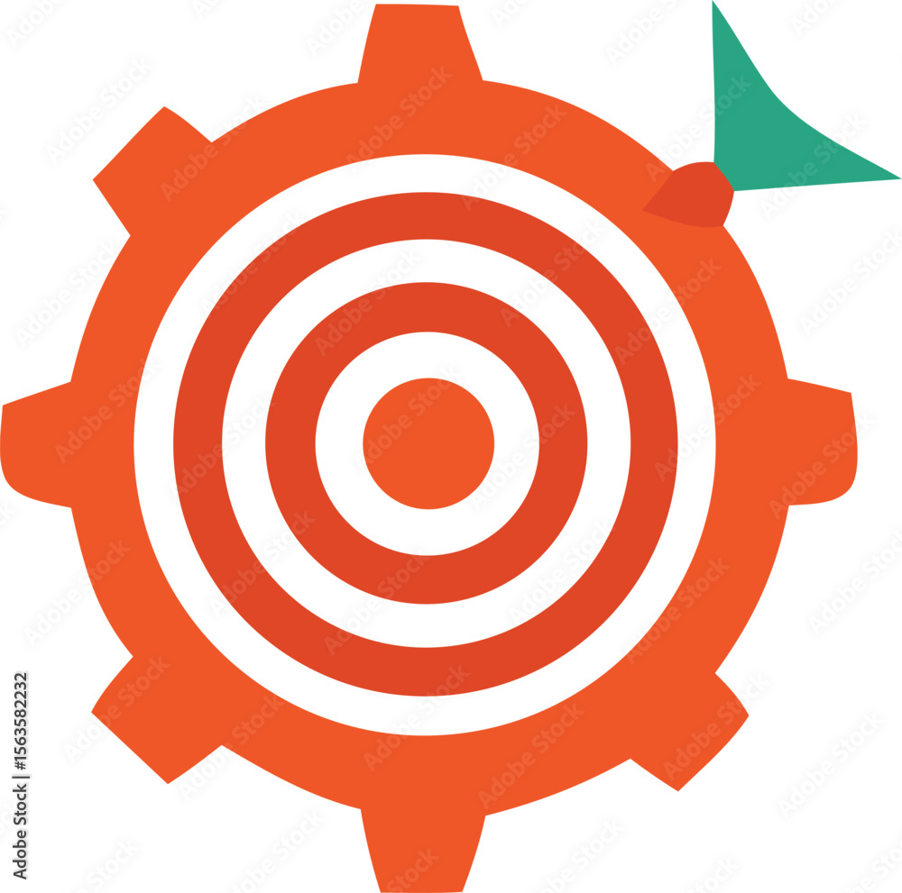 Aufkleber abstract illustration of a gear combined with a target and a dart symbolizing focused goals and mech