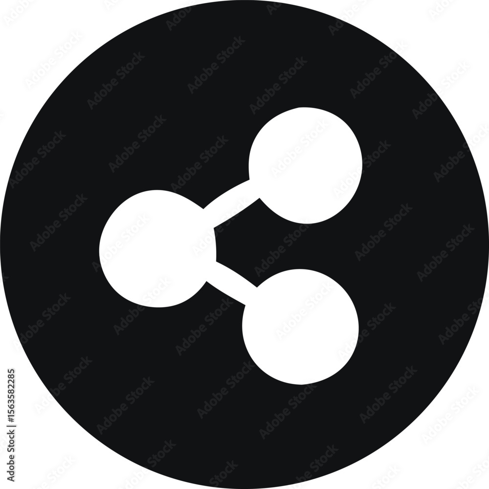 Poster a simple modern black and white icon representing the concept of sharing or connection featuring thr