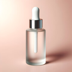 Minimalist Serum Bottle Display on Clean Background