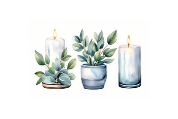 Serene Candlelight with Eucalyptus Leaves
