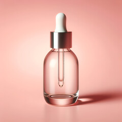 Minimalist Serum Bottle Display on Clean Background