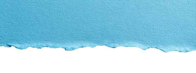 Blue Torn Ripped Paper Border Isolated on Transparent Background