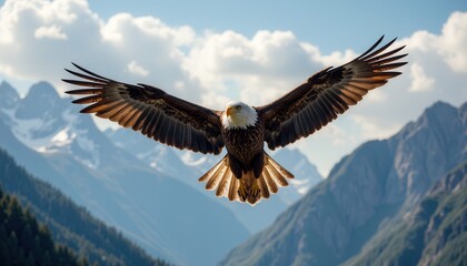 Eagle soaring majestically mountain landscape
