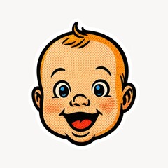 Fototapeta premium Retro baby face illustration