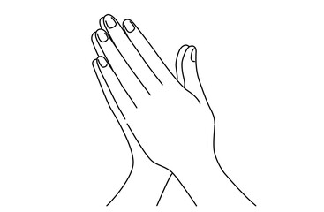 横から見た祈るように両手を合わせたジェスチャーのシンプルな線画ベクターイラスト