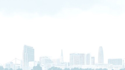 Light-blue hazy city skyline