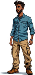 a man standing with his hands in the pockets and looking up at something