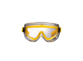 Yellow and clear swimming goggles water drops isolated black background, Isolated On Transparent Background, Png Cut Out