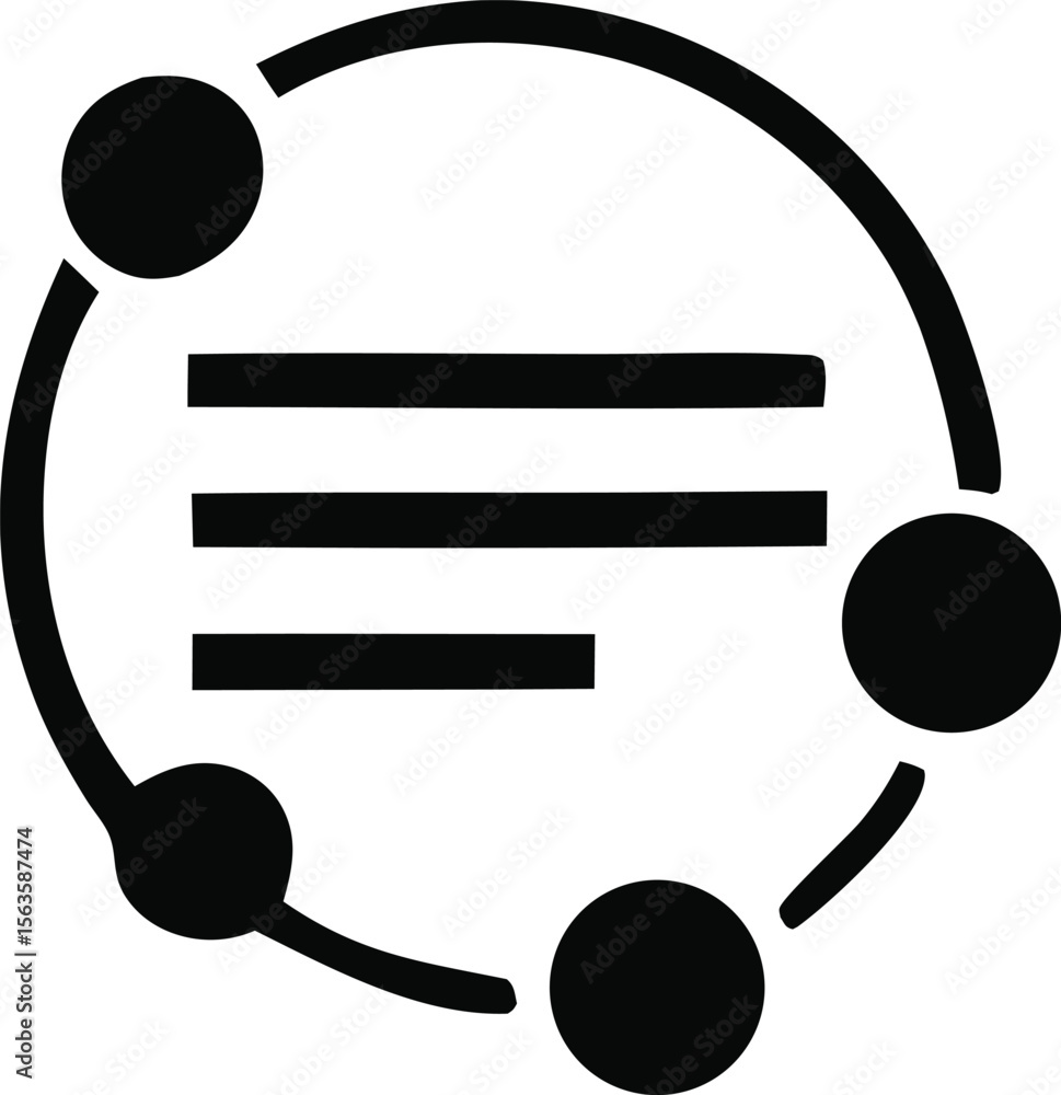 Aufkleber abstract black icon representing collaboration and communication with a central text element surroun