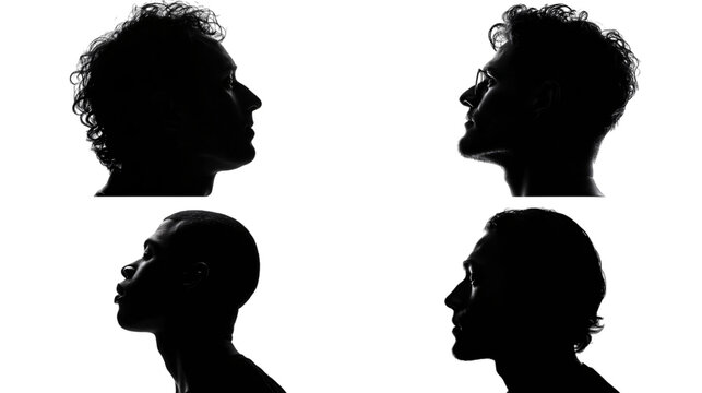 Silhouette portrait photography of people in darkness  on transparent background