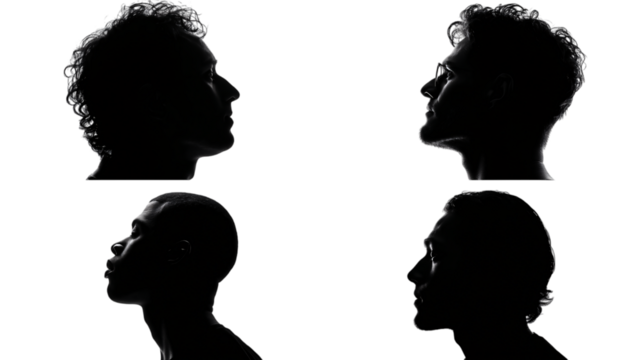 Silhouette portrait photography of people in darkness  on transparent background