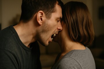 Obraz premium Vampire biting woman's neck.