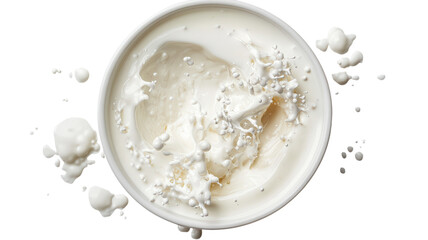 Creamy texture swirls in a bowl, showcasing a moment of culinary delight captured from above during a sunny afternoon on transparent background