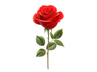 Naklejka premium Single red rose isolated on black background romantic flower, Isolated On Transparent Background, Png Cut Out