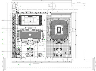 The drawing is a floor plan of the garden area for an office building construction project 