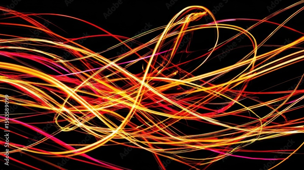 Poster abstract design of dynamic lines of vibrant colors.