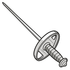 Fencing foil weapon grip and blade detail sport equipment