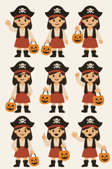 Girl Pirate Halloween Costume Set