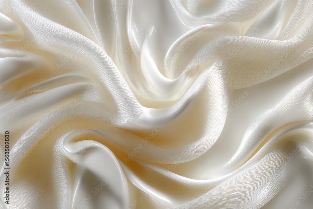 Poster luxurious silky satin fabric with smooth flowing folds in soft cream color for elegant textiles and 