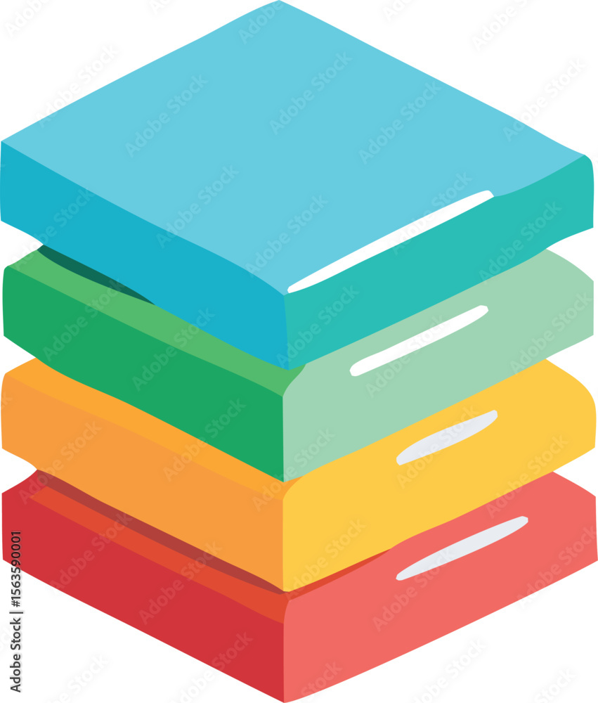 Poster Abstract geometric composition featuring stacked colorful blocks with rounded edges and subtle highlights creating a sense of depth and dimension