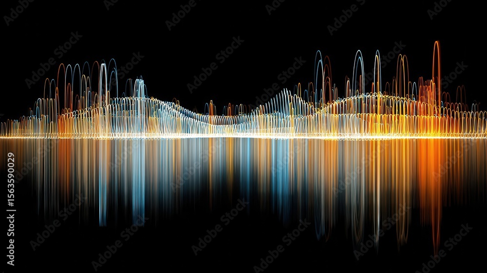 Poster abstract graphical representation of sound waves.