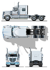 Semi-truck template isolated (with transparency in PNG format) on white