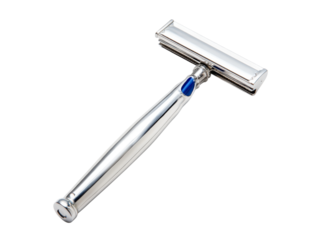 Elegant chrome double edge safety razor for men's grooming, Isolated On Transparent Background, Png Cut Out