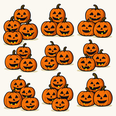 Halloween pumpkins smiling faces